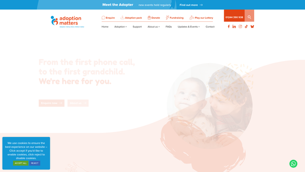 Screenshot of the Adoption Matters website
