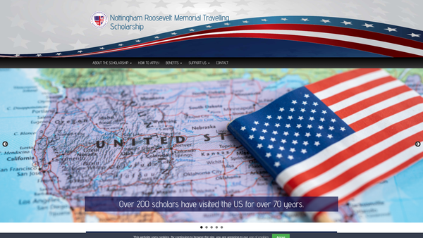 Screenshot of the The Nottingham 'Roosevelt' Memorial Travelling Scholarship Fund website