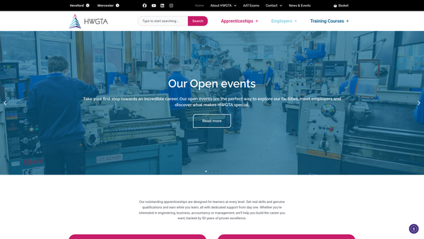 Screenshot of the Herefordshire And Worcestershire Group Training Association Limited website
