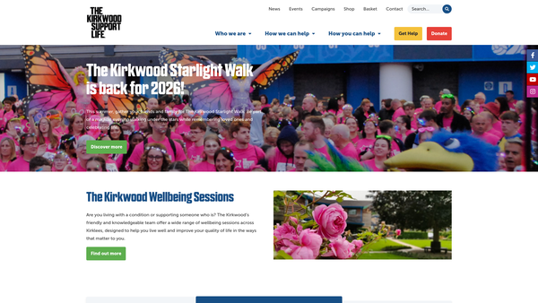 Screenshot of the Kirkwood Hospice website