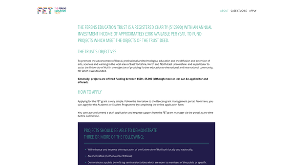 Screenshot of the Ferens Education Trust website