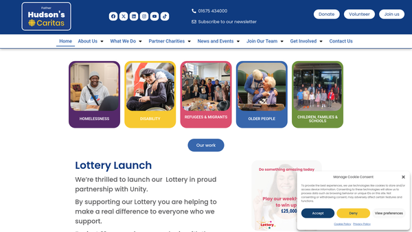 Screenshot of the Father Hudson's Caritas website