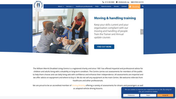 Screenshot of the The William Merritt Disabled Living Centre website