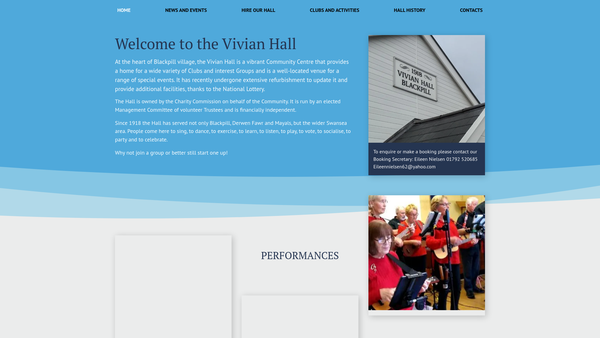 Screenshot of the The Vivian Hall website
