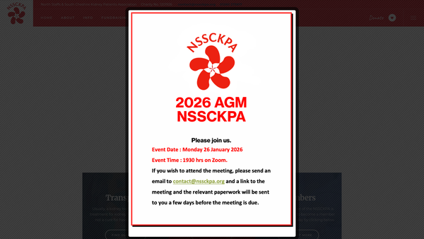 Screenshot of the North Staffs And South Cheshire Kidney Patients Association website