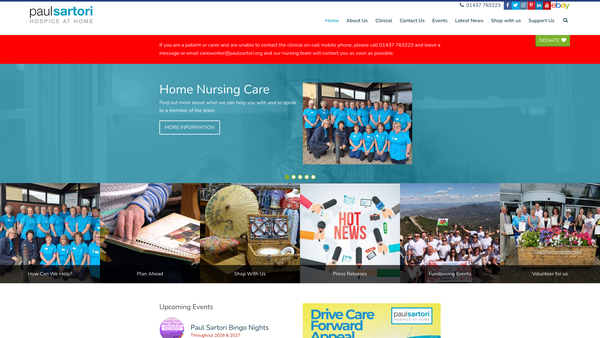 Screenshot of the Paul Sartori Foundation Limited website
