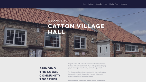 Screenshot of the Catton Village Hall website