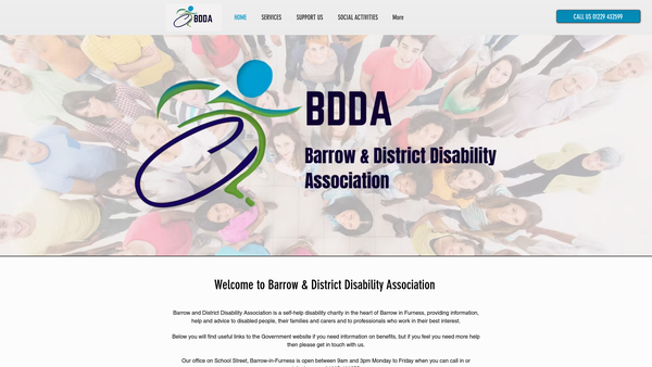 Screenshot of the Barrow And District Disability Association website