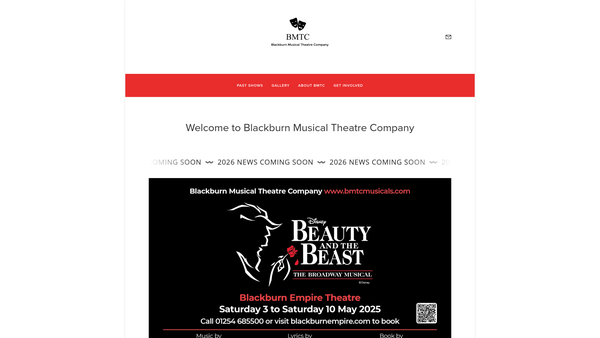 Screenshot of the Blackburn Musical Theatre Company website