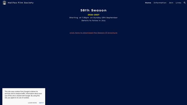 Screenshot of the Halifax Film Society website