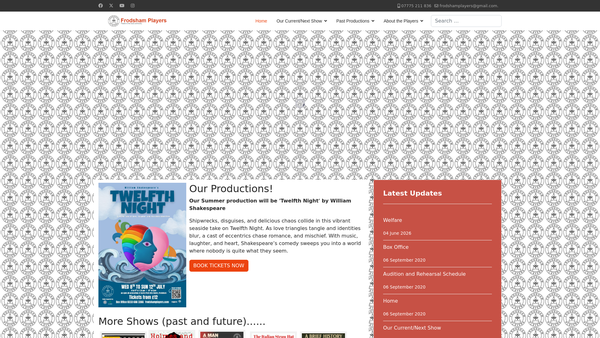 Screenshot of the Frodsham Players Dramatic Society website