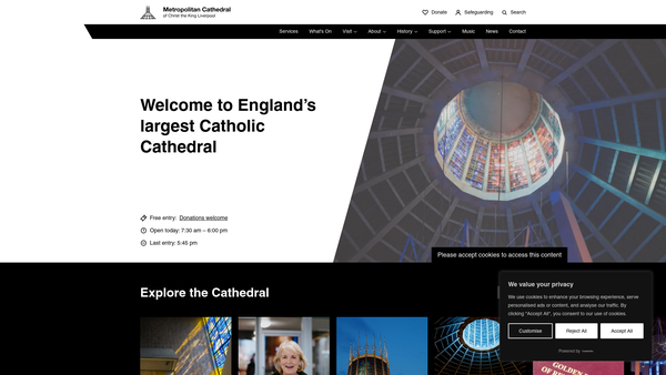 Screenshot of the The Friends Of Liverpool Metropolitan Cathedral website