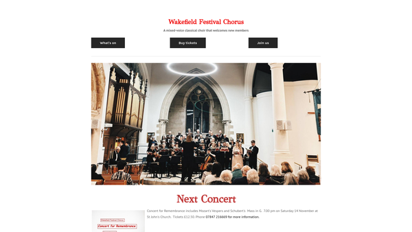 Screenshot of the Wakefield Festival Chorus website
