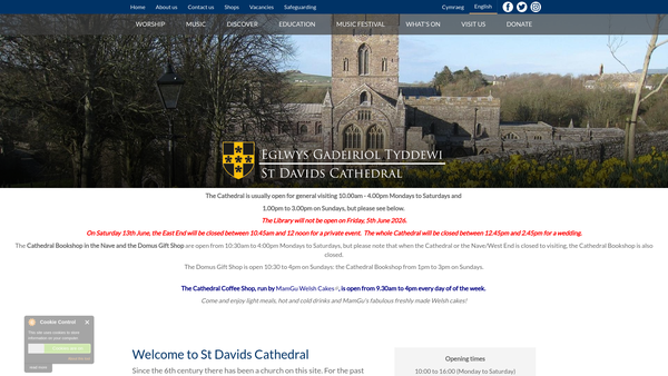 Screenshot of the The Friends Of St Davids Cathedral website