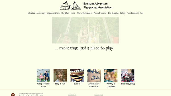 Screenshot of the Evesham Adventure Playground Association website