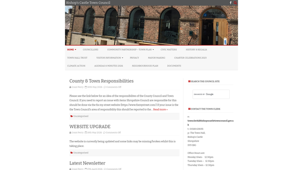 Screenshot of the Bishops Castle Public Hall website