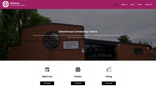 Screenshot of the Edenthorpe Community Centre Association website