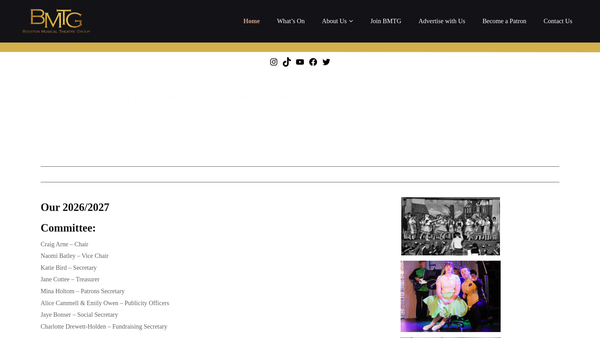 Screenshot of the Beeston Musical Theatre Group website