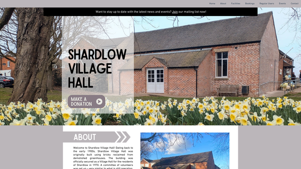 Screenshot of the Shardlow Village Hall website