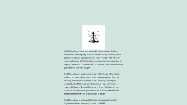Screenshot of the World Friendship website