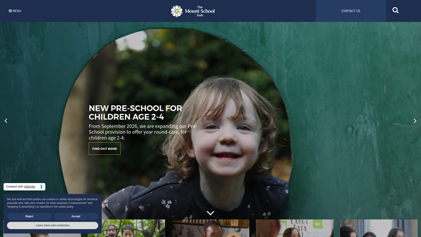Screenshot of the The Mount School (York) website