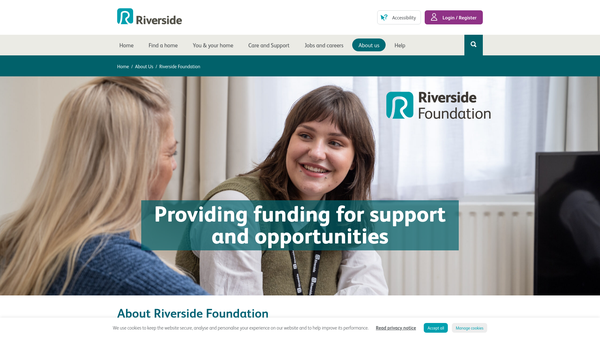Screenshot of the Riverside Foundation website