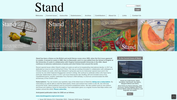 Screenshot of the Stand Magazine Limited website