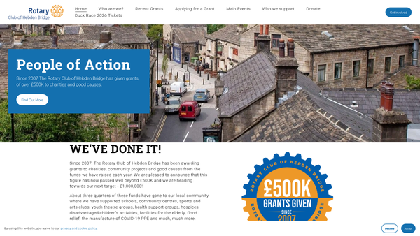 Screenshot of the The Rotary Club Of Hebden Bridge Trust Fund website