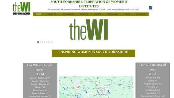 Screenshot of the South Yorkshire Federation Of Women's Institutes website