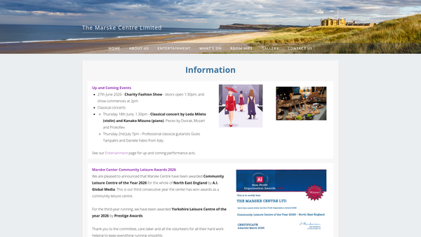 Screenshot of the The Marske Centre Limited website