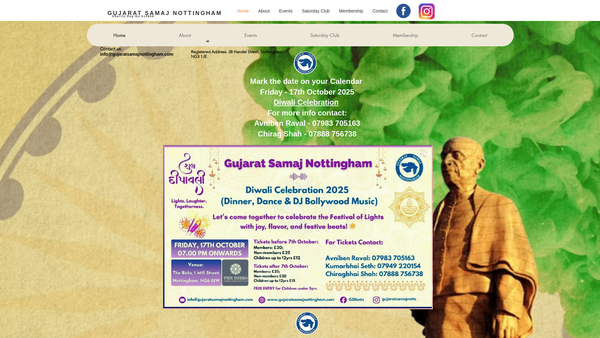Screenshot of the Gujarat Samaj Nottingham website