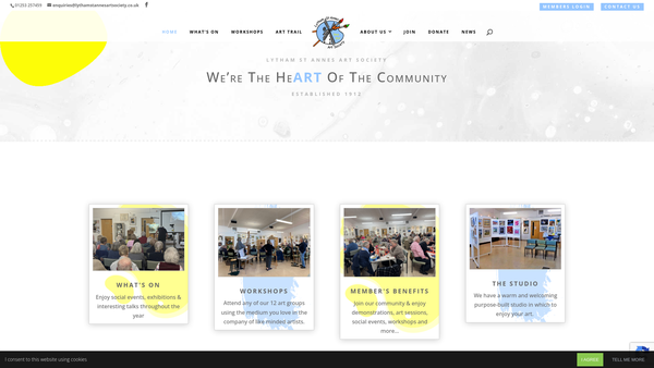 Screenshot of the Lytham St Annes Art Society website