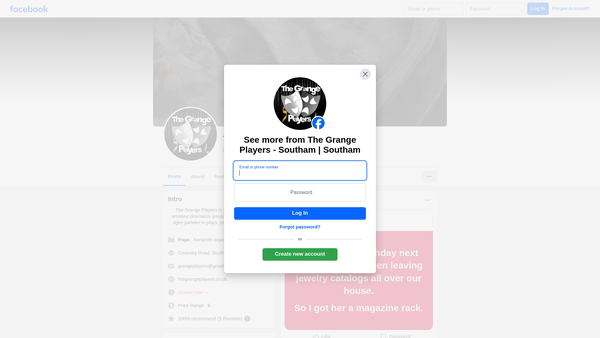 Screenshot of the Southam And District Theatrical Society website