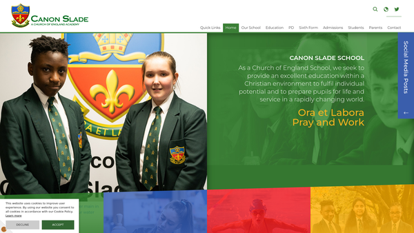 Screenshot of the The Canon Slade Association website