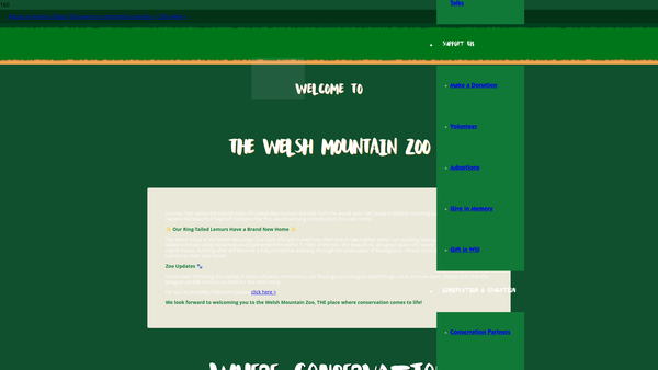 Screenshot of the National Zoological Society Of Wales website