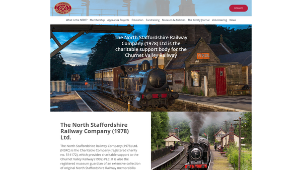 Screenshot of the North Staffordshire Railway Company (1978) Ltd website