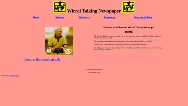 Screenshot of the Wirral Talking Newspaper website