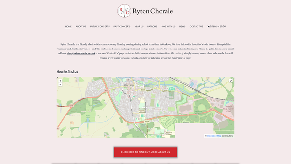 Screenshot of the The Ryton Chorale website