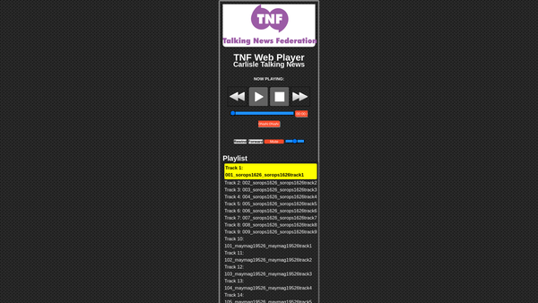 Screenshot of the Carlisle Talking Newspaper website