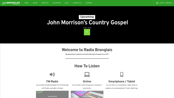 Screenshot of the Radio Bronglais website