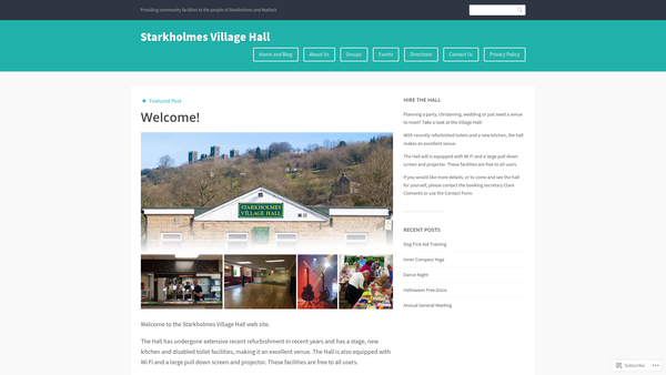 Screenshot of the Starkholmes Village Hall website