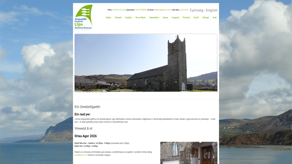 Screenshot of the Amgueddfa Hanesyddol A Morwrol A Chanolfan Astudiaethau Llyn (Llyn Historical And Maritime Museum And Study Centre) website