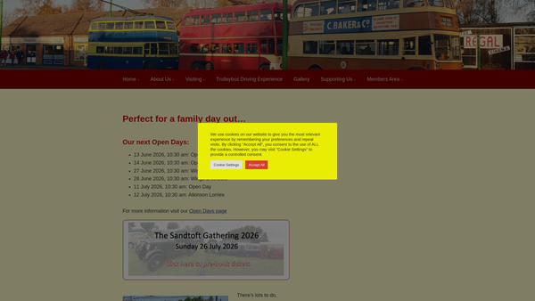 Screenshot of the Sandtoft Transport Centre Limited website