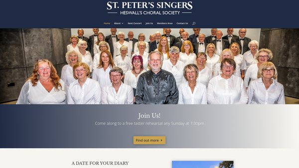 Screenshot of the The St Peter's Singers And Orchestra website