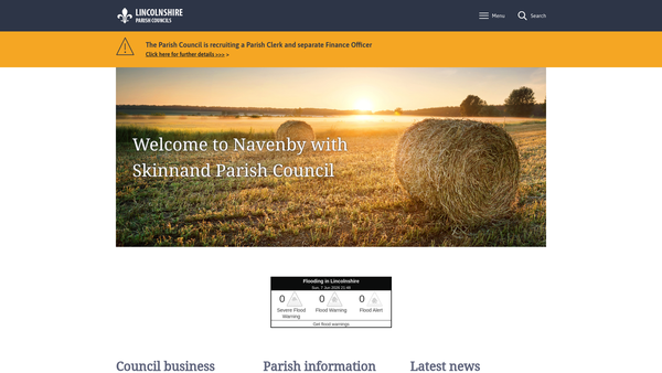 Screenshot of the Navenby Playing Field Association website