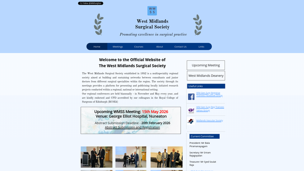 Screenshot of the The 'West Midlands' Surgical Society website
