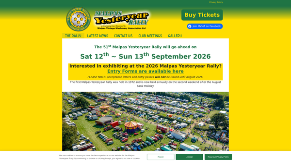 Screenshot of the Malpas Vintage Machinery Association Limited website
