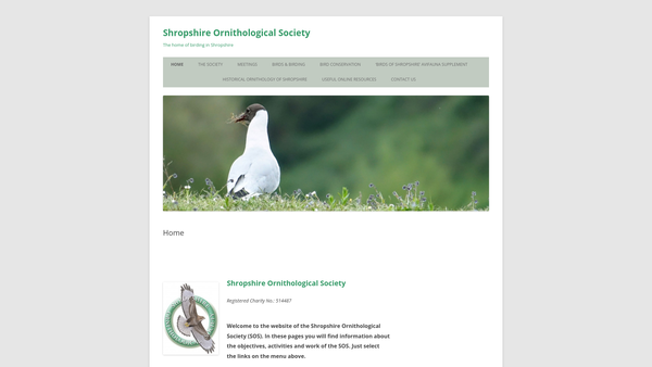 Screenshot of the Shropshire Ornithological Society website