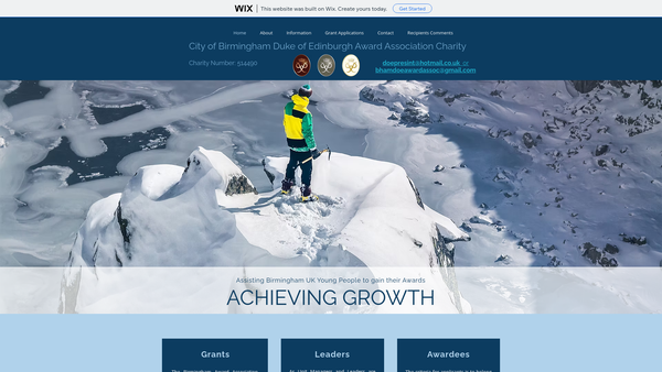 Screenshot of the City Of Birmingham Duke Of Edinburgh's Award Association website