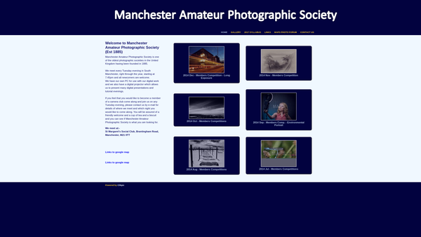 Screenshot of the The Manchester Amateur Photographic Society website